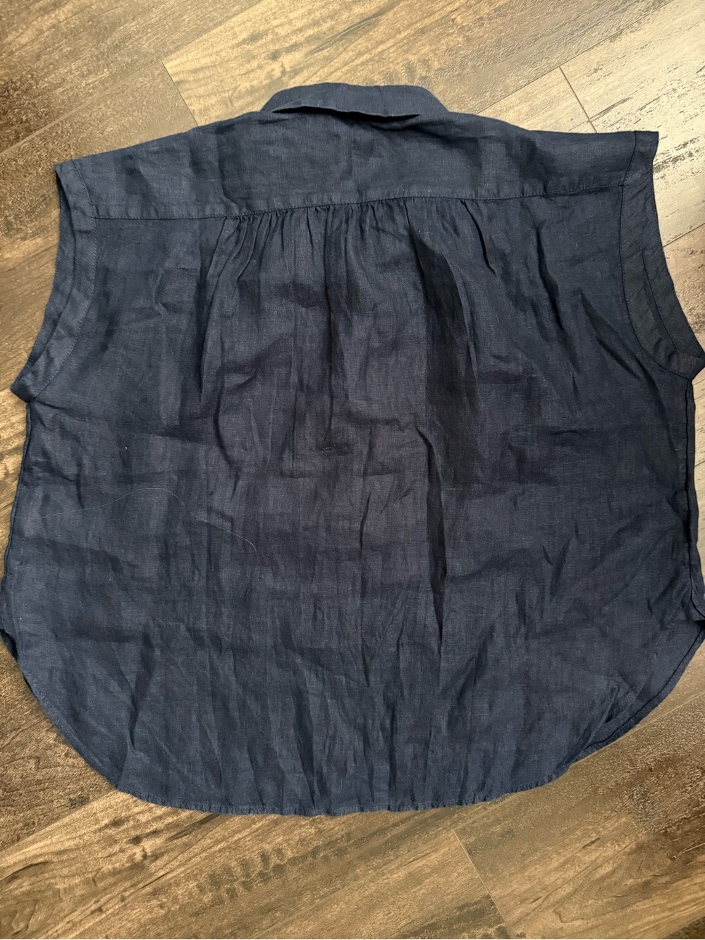 NWT J.Crew Baird McNutt Irish Linen Navy Popover Top XS Collared - Picture 7 of 10